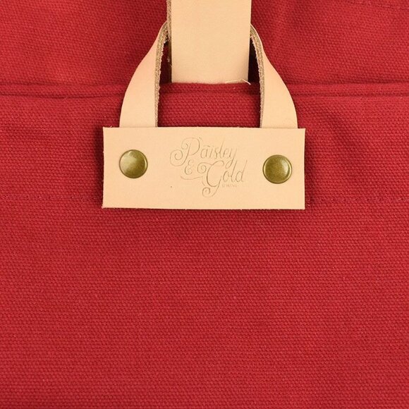 Paisley & Gold Red Canvas Hamilton Project Knitting Bag Leather Strap - Picture 4 of 4